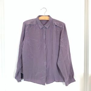 Grey Purple surface to air silk blouse button up